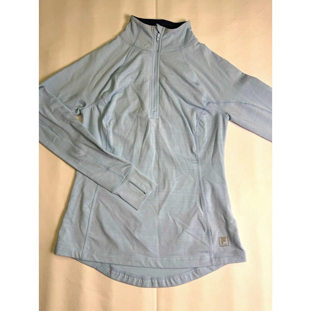 FILA Sport Women's XS Blue 1/4 Zip Mock Neck Long Sleeve Stretch Active Top